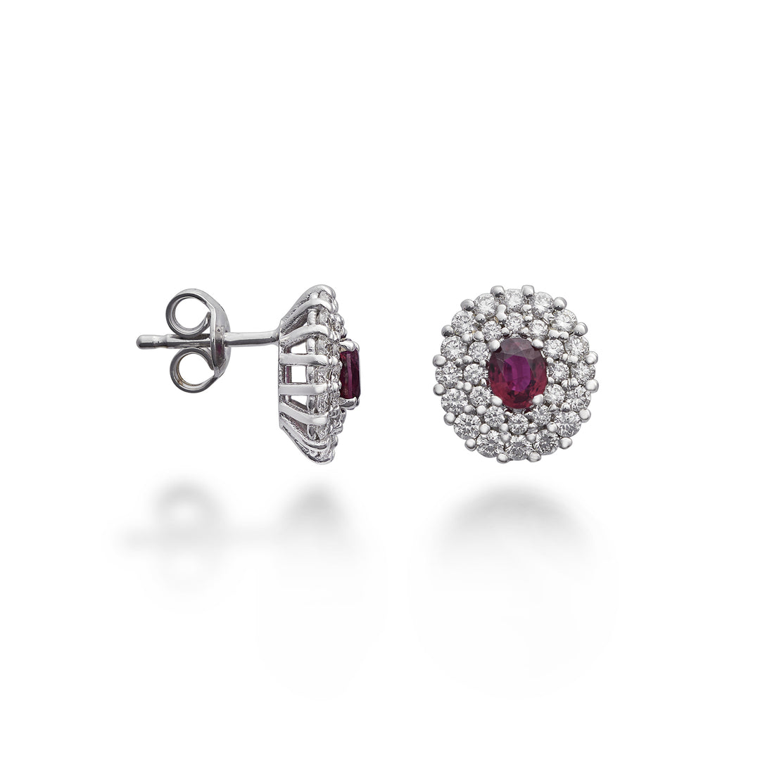 Golay oval ruby ​​earrings 4x3 double cont. diamonds OCL128DIRU43-22126110020