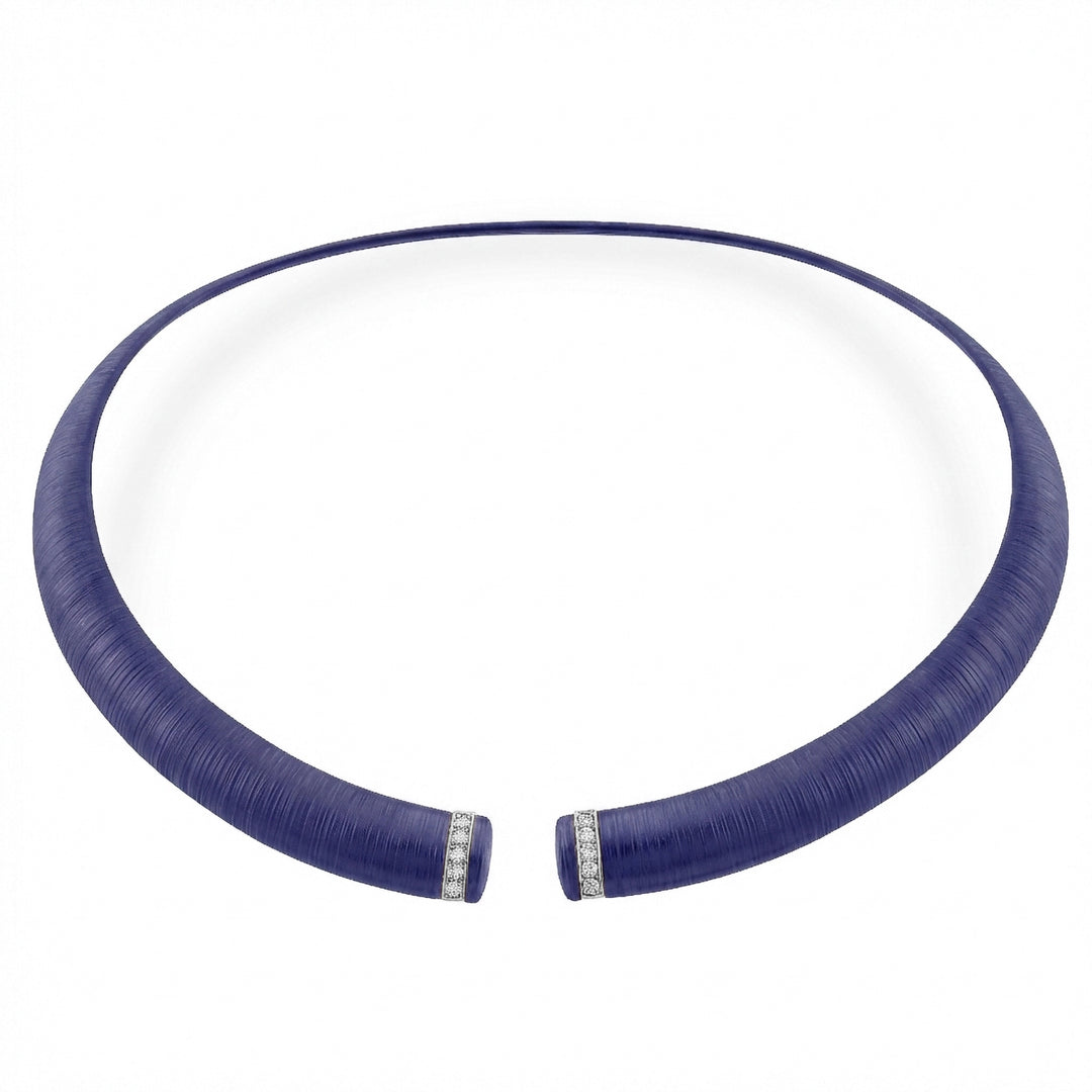 Golay-Halsband aus lila strukturiertem Titan mit Elementen aus 18 Karat Weißgold, besetzt mit Diamanten, mittlere Größe GD013O4DIVITX_M