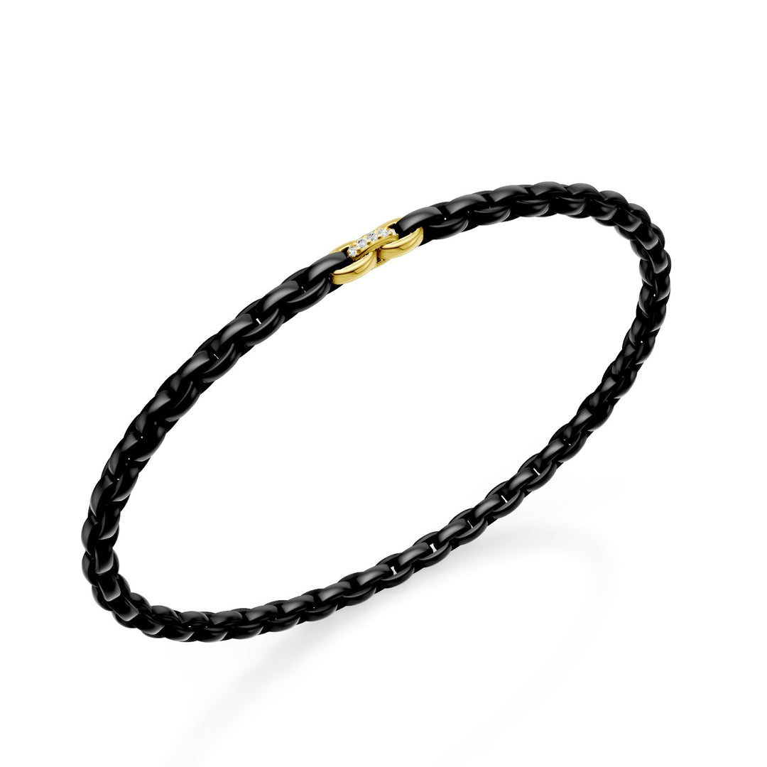 Golay svart titanarmband, med tre inlägg i 18k gult guld, varav endast det centrala är satt med diamanter, oval länk, 17cm GBR034E3AO1DINE-170