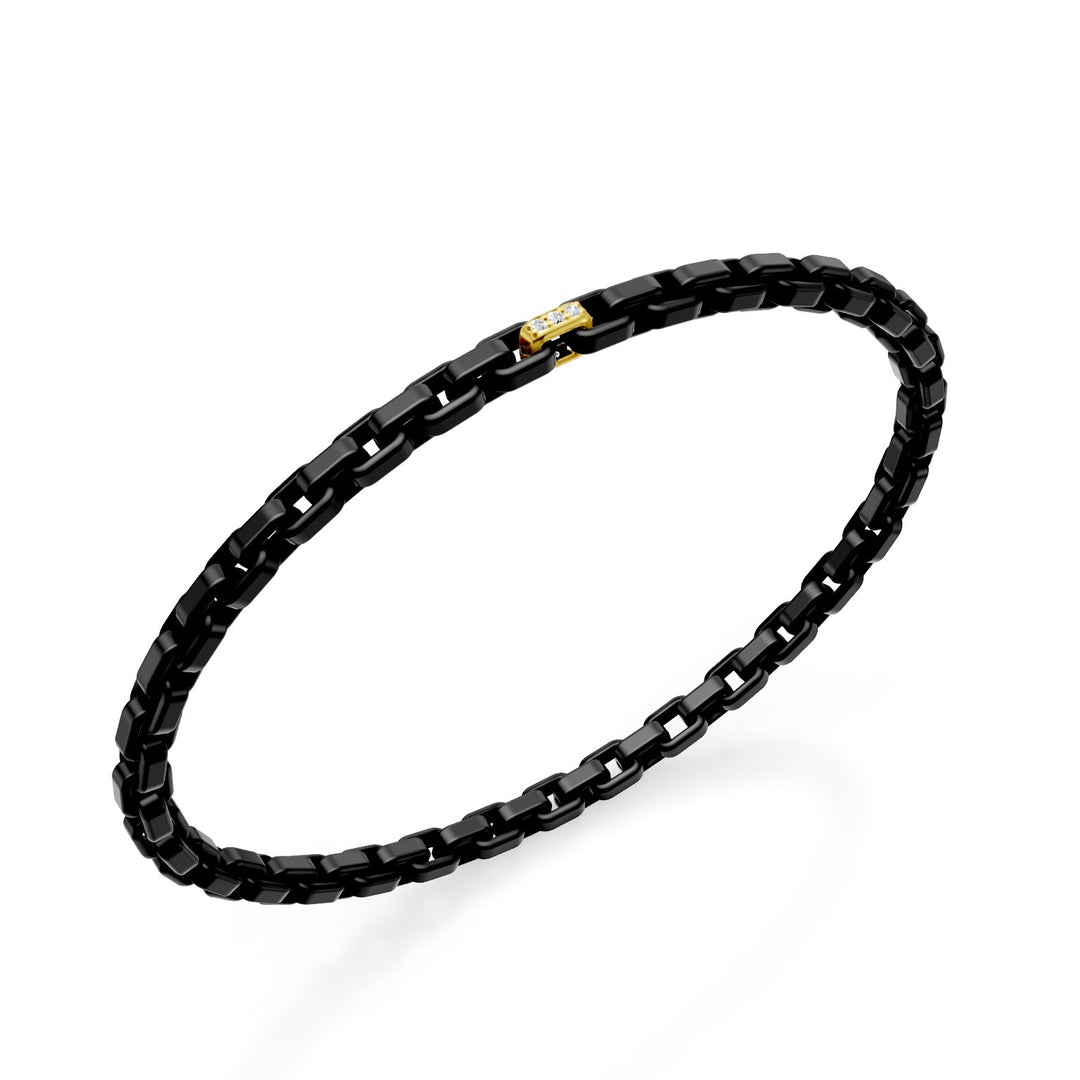 Golay svart titanarmband, med en 18kt gult guld pavet insats, fyrkantig länk, 17,5 cm GBR033E1O1DINE-175