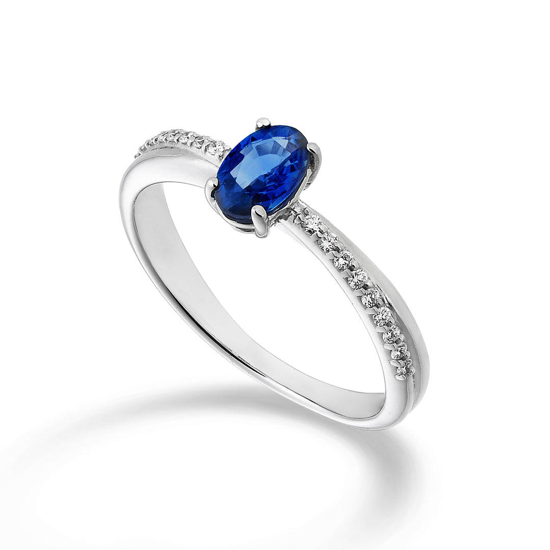 Mikiko an 18k sapphire n. oval 6x4 ct.0.62 diam. ct.0.07 MA5103O4ZFN062