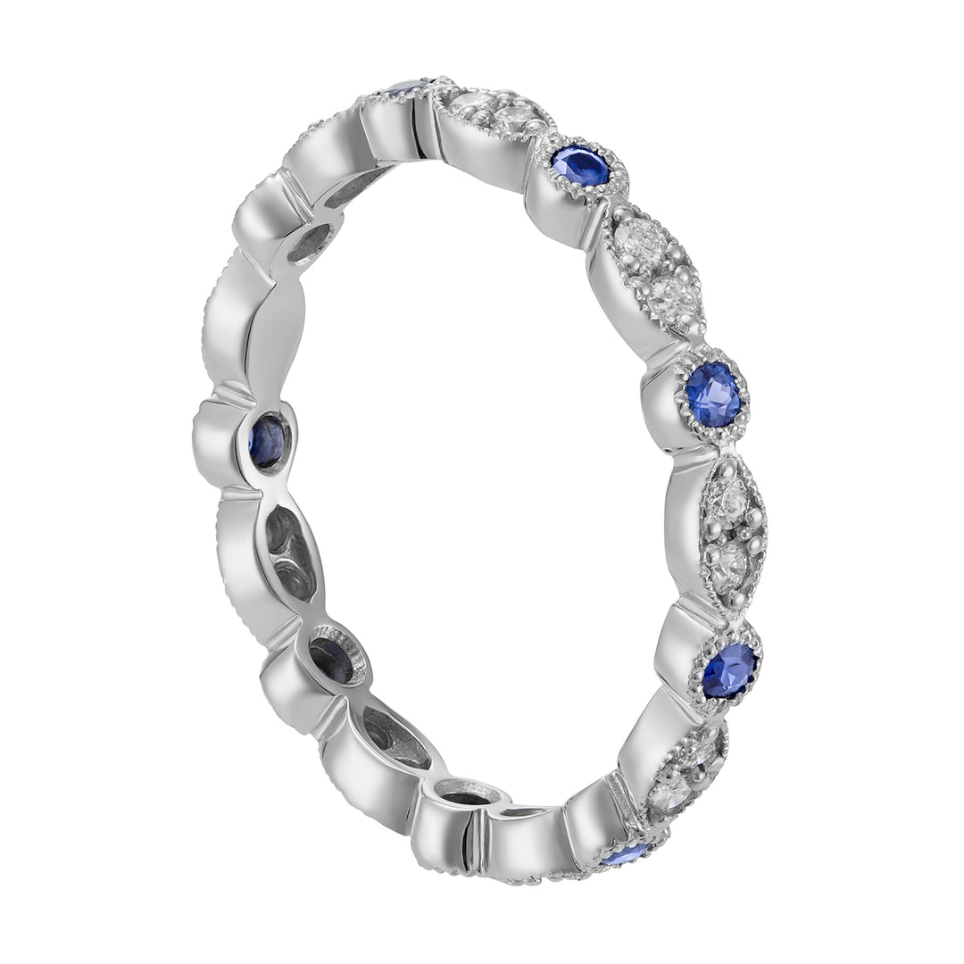 Runder Diamant- und Saphirring der World Diamond Group mit Marquise-Motiv AET026ZBDI1-18274110077