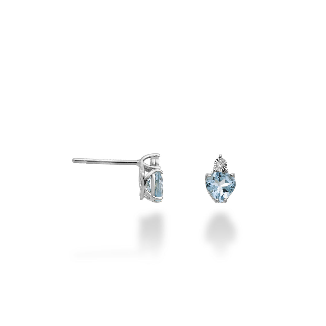 Mikiko eller 18 karat akvamarin hjerte 5x5 med diamant MO5178O4AM