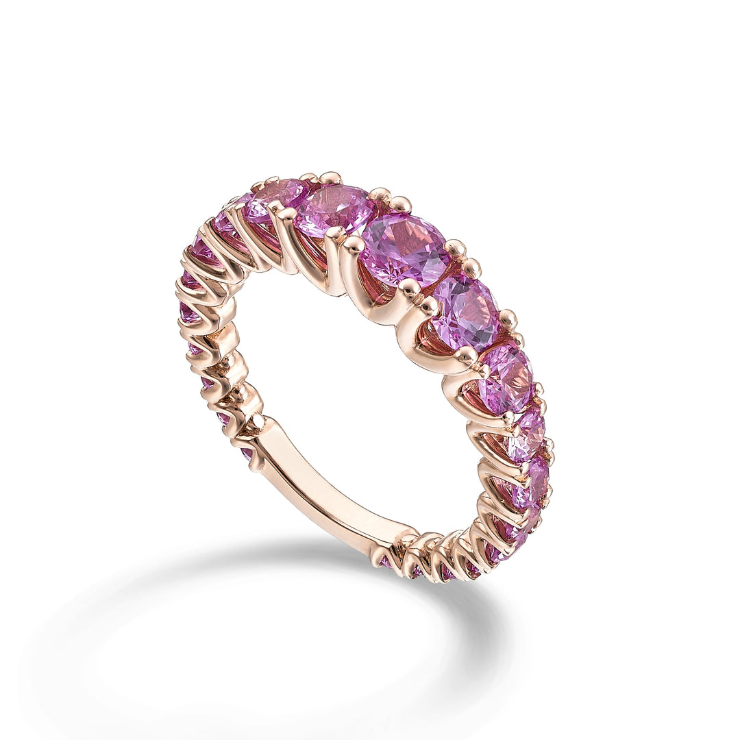 Mikiko, ein Lab-Tot aus 18 Karat rosafarbenem Saphir. 2,40 ct zentraler 0,40 ct abgestufter Roségoldbarren MXDABIC1495ZFPO3