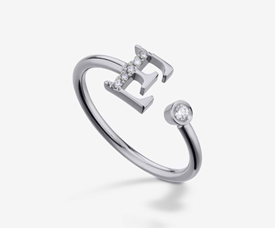 Golay an 9k letter e big white gold diam. ct.0.06 GAFED2R4