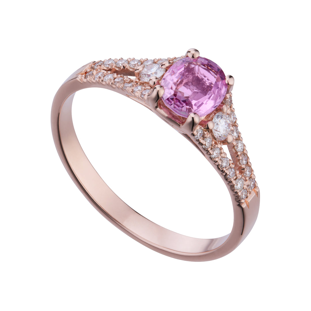 Golay oval rosa safirring 6x5 och infällt skaft ACL204DIZP-21053110041