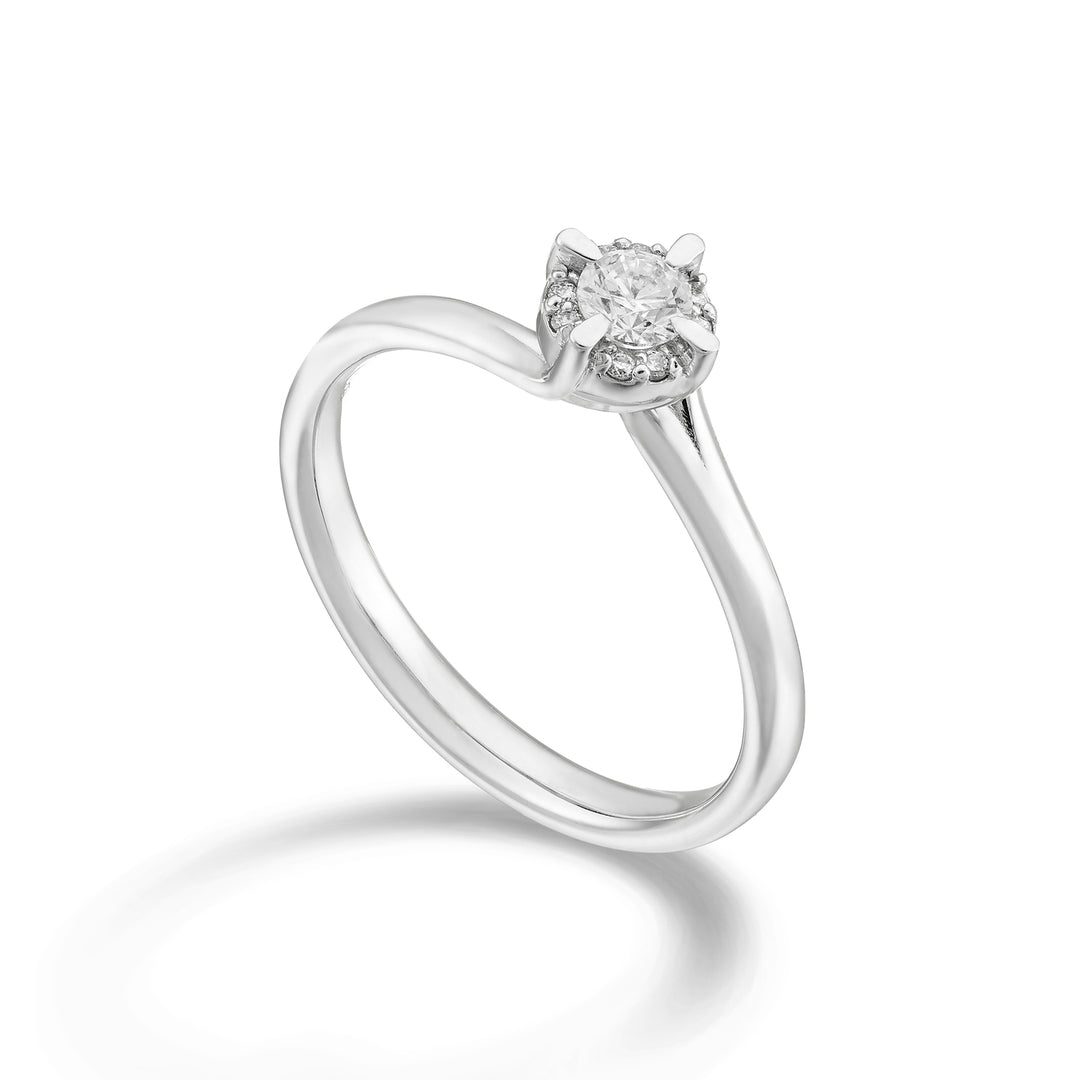 Solitärring der World Diamond Group, Durchmesser zwischen den Krappen, ca. 0,04 ct ASLC422DI04-24088110051