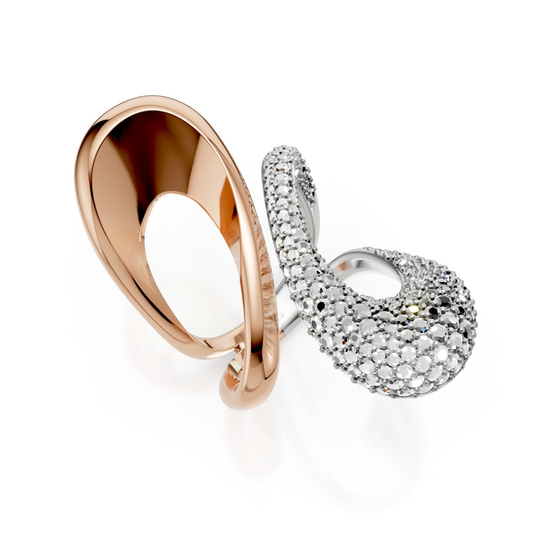 Golay tvåfärgad vit och rosa ring, pave&
