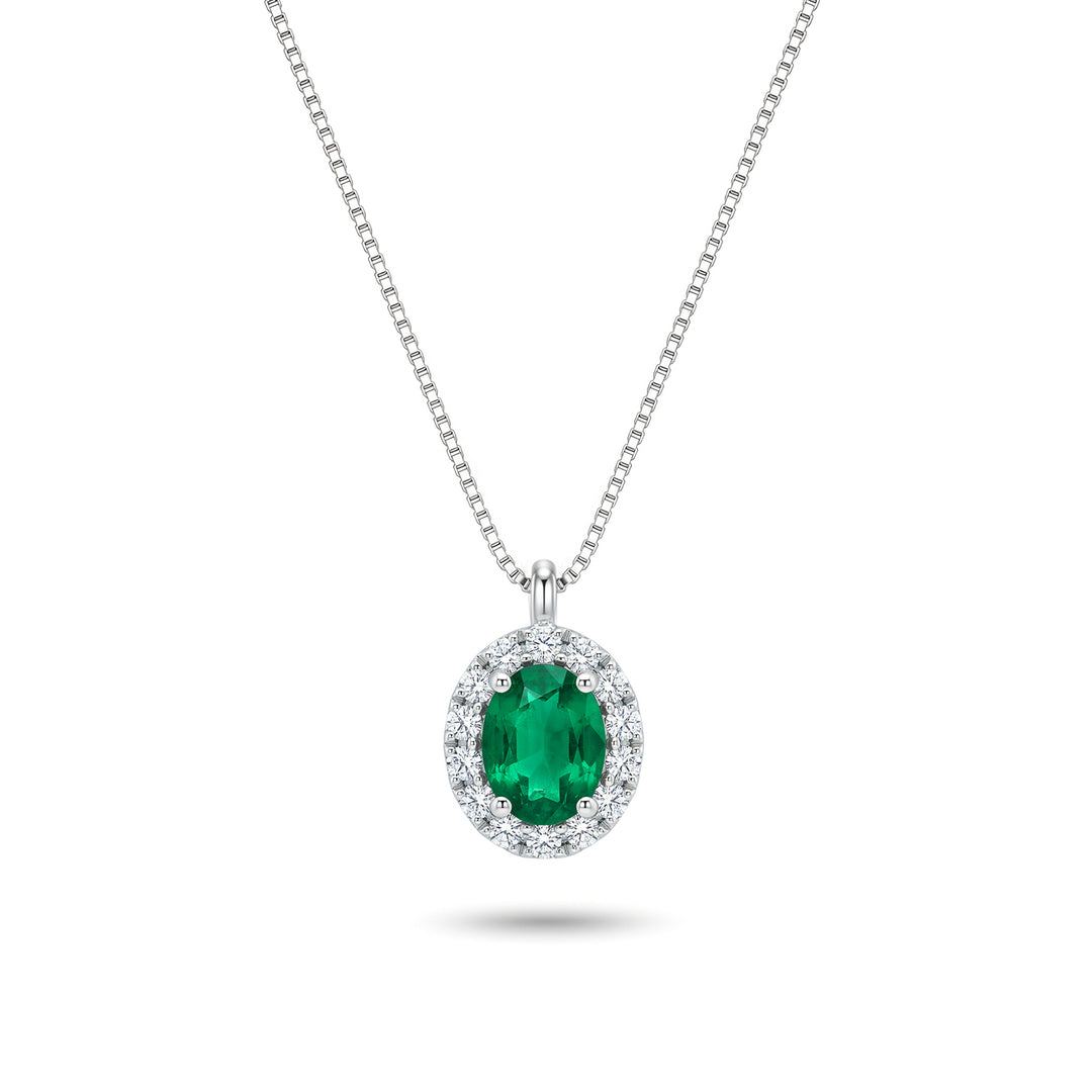 Nihama cl 18k oval smaragd 5x4 med diamant omkrans ND5202O4SMN