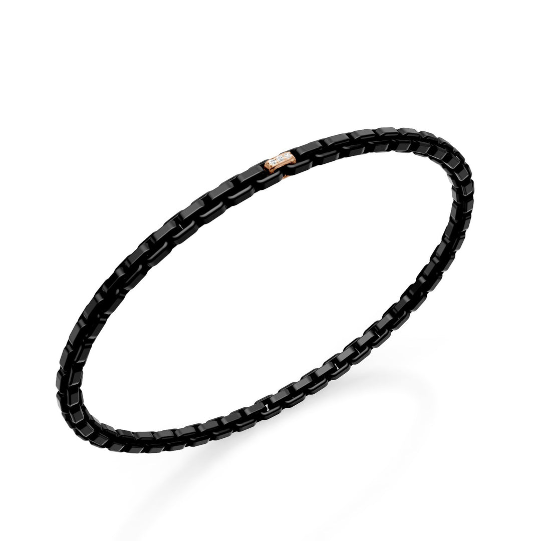 Golay svart titanarmband, med 18 karat roséguld pavet-inlägg, fyrkantig länk, 18 cm GBR033E1O3DINE-180
