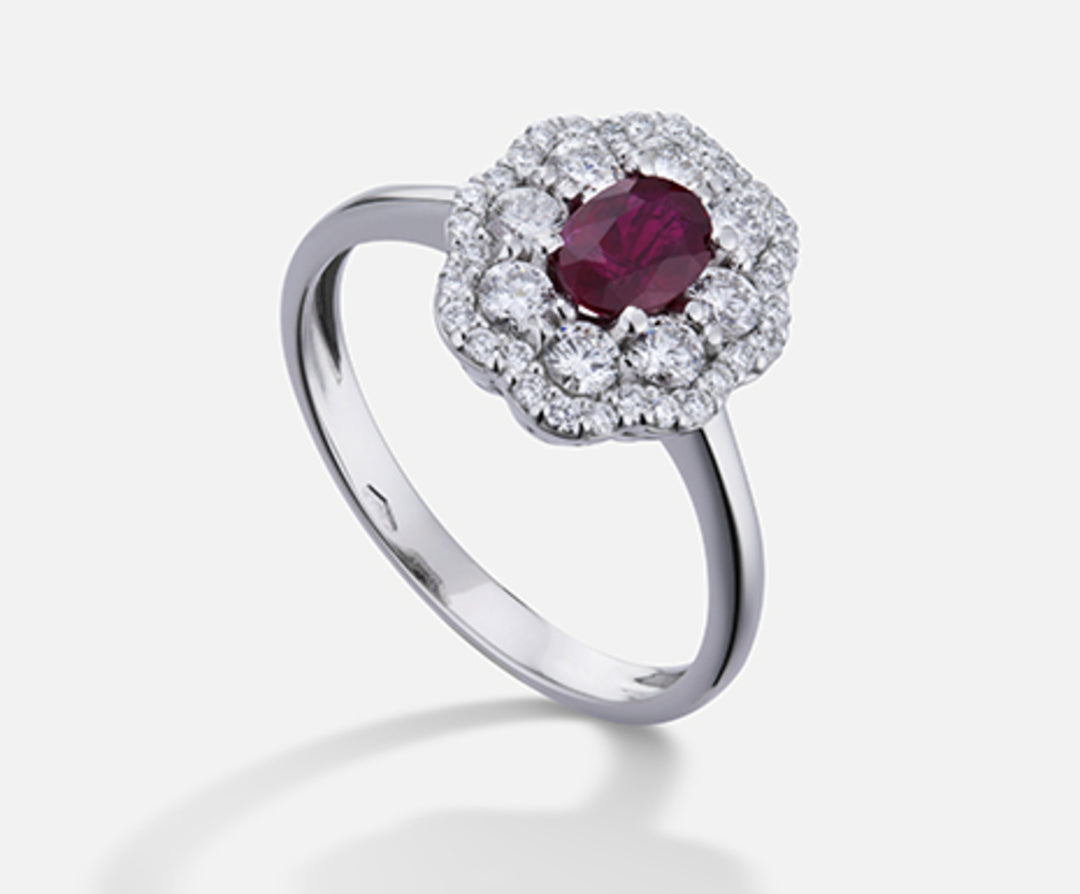 Mikiko ein 18k Rubin n. Oval 6x4 ct.0,57 Durchmesser ct.0,63 MA5114O4RBN057