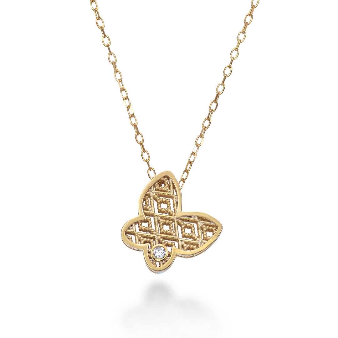Mikiko cl 18k Gelbgold Schmetterlingsdiam. ct.0,01 MDFARFO1