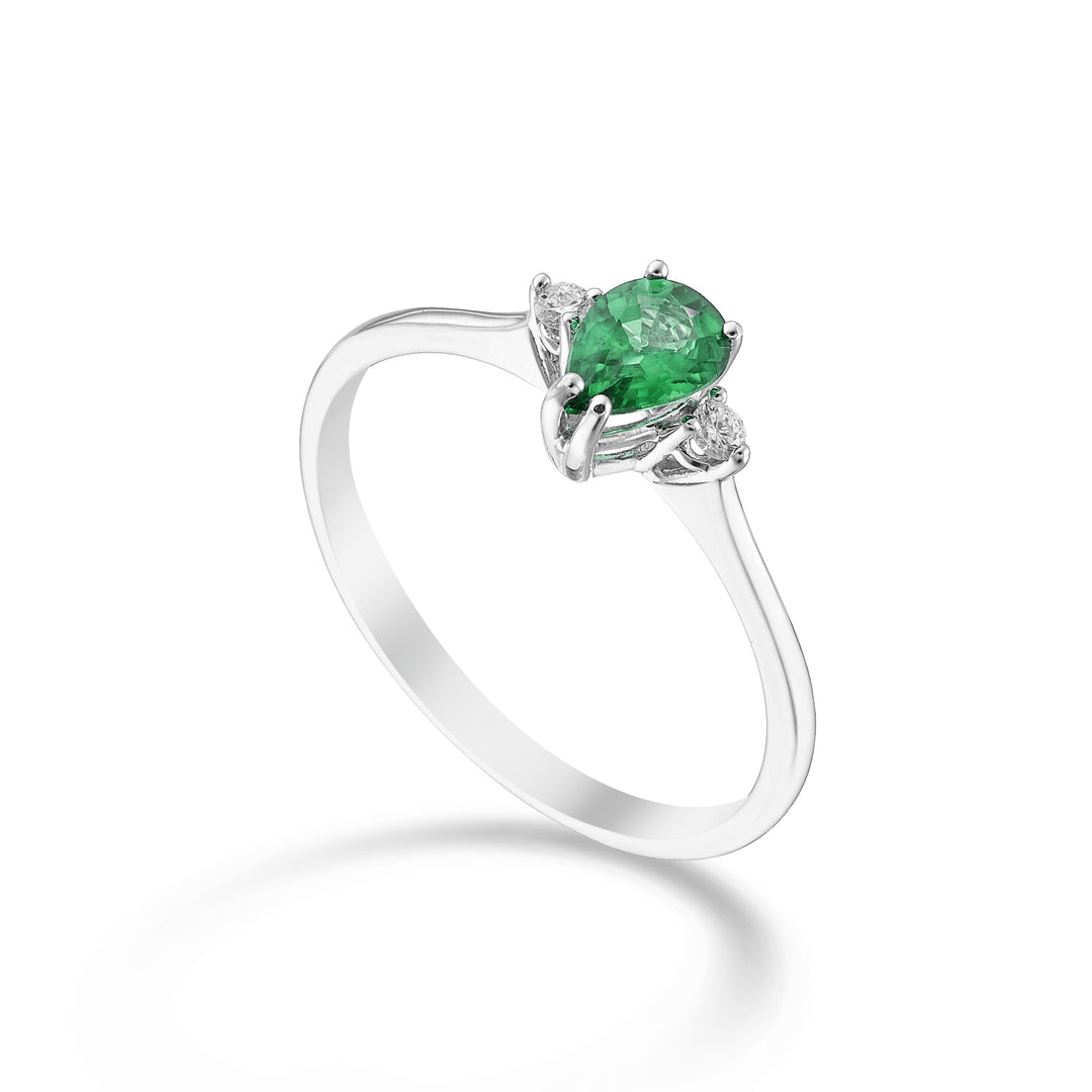 Mikiko an 9k emerald n. 6x4 dropp- och sidodiamanter MA5217R4SMN032