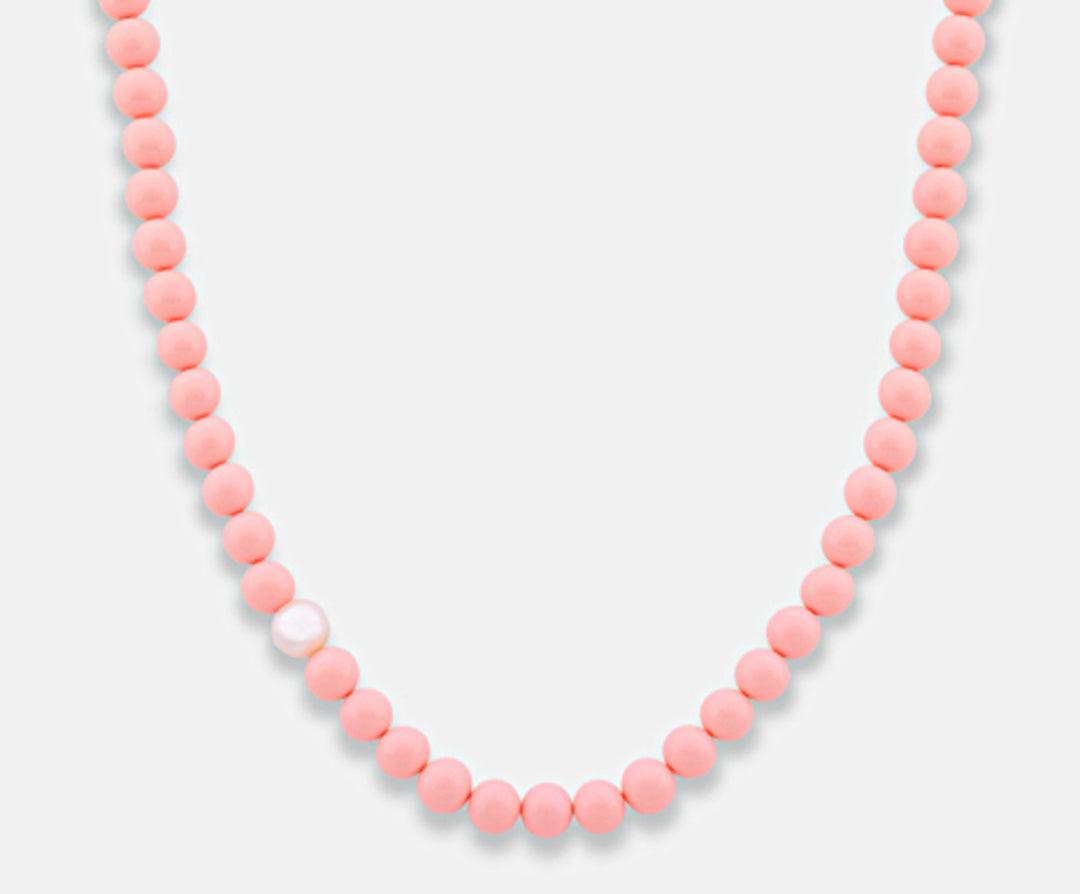 Nihama cl ag925 fw 9/10 pink koralagglomerat 8mm 50 cm NC7092A4CORAL