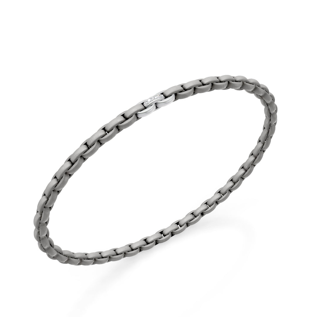 Golay grå titan armband, med tre platina insatser, varav endast den centrala är prydd med diamanter, oval länk, 18cm GBR034E3APTDIGR-180