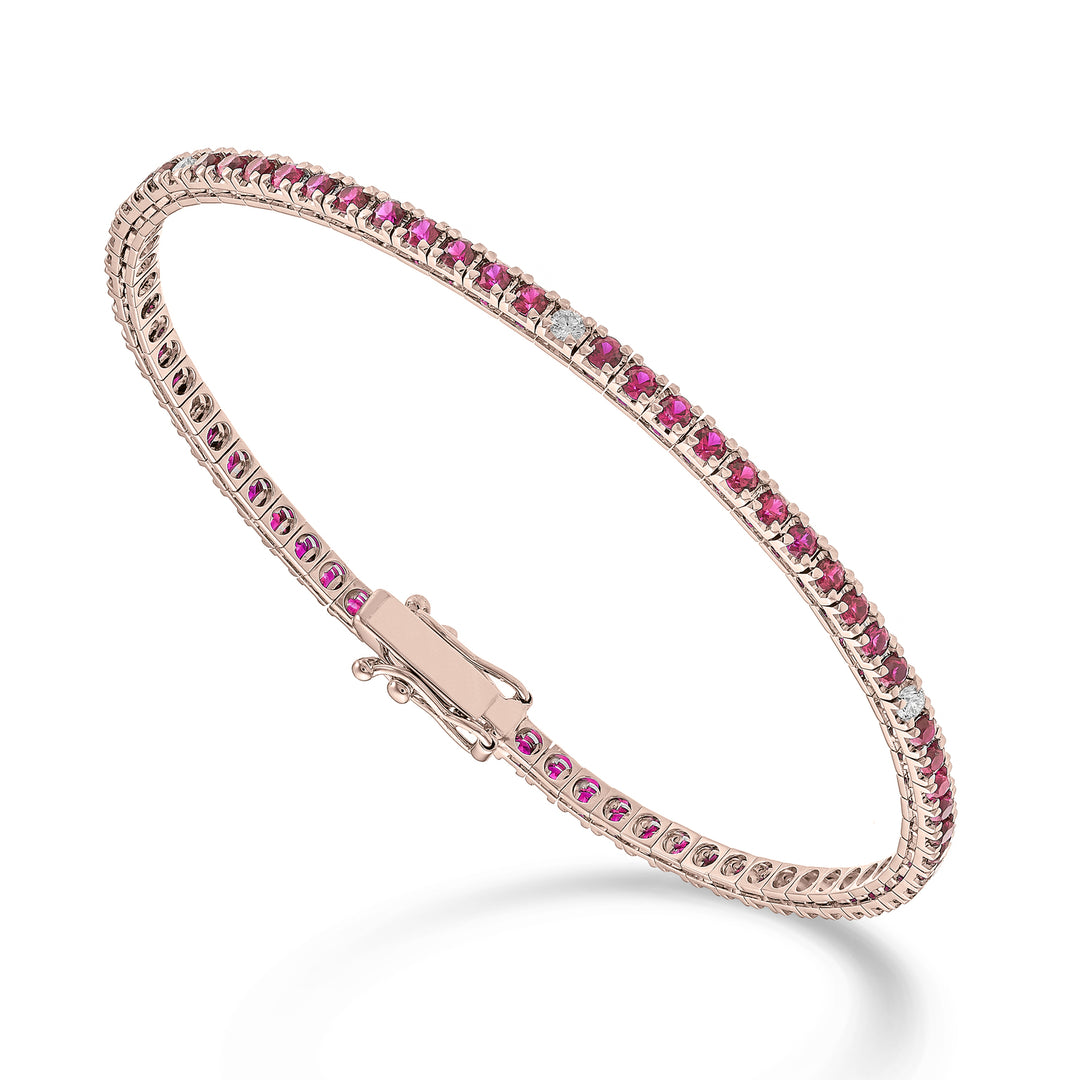 Nihama br tennis 18k rubiner 2,00 ct diamanter 0,18 ct 17,5 cm roséguld - 80 inställningar NBTQ220RBRDIO3