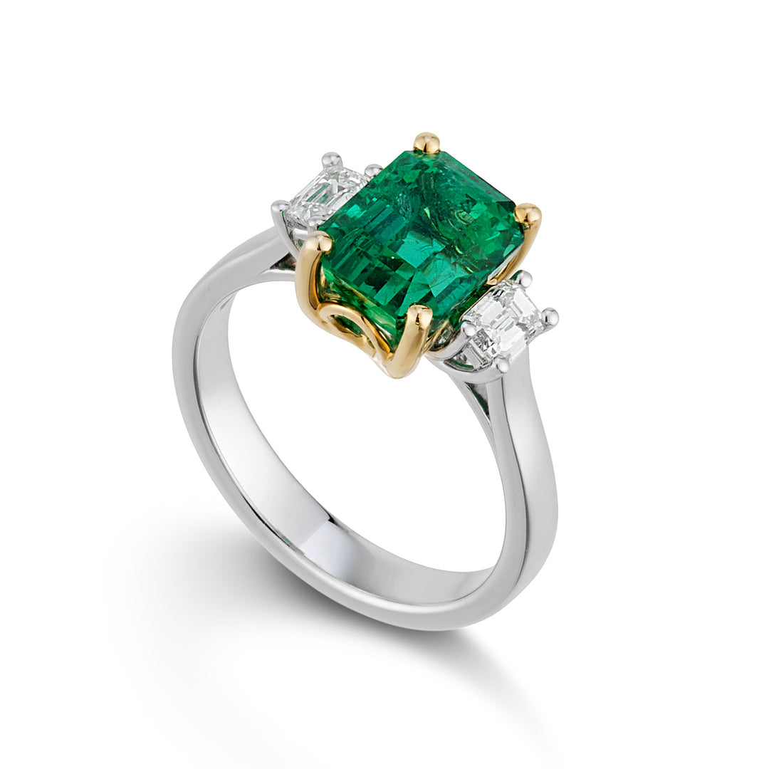 Golay oktagonal smaragdring 9x7 och sidosmaragder ACL470DSM97-25064110265