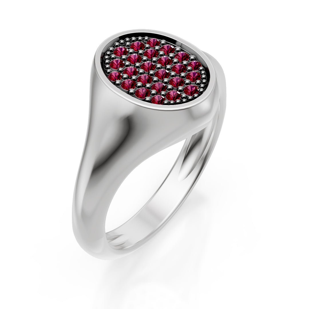 World Diamond Group oval pinky ring storlek 10 med rubiner i vitt guld ACH002RUB