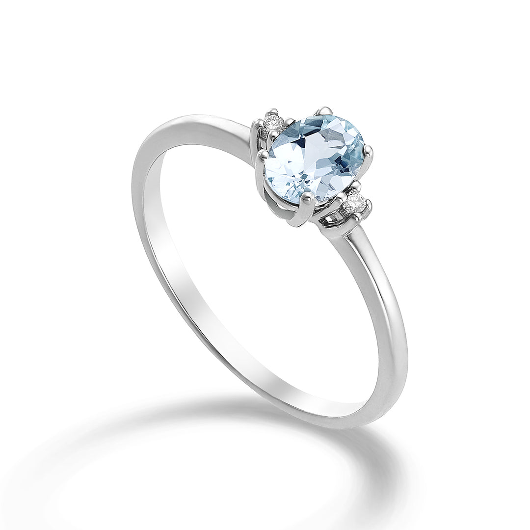 Nihama en 9k oval akvamarin 6x4 ct.0,30 diam. 0,02 ct NA5072R4AM