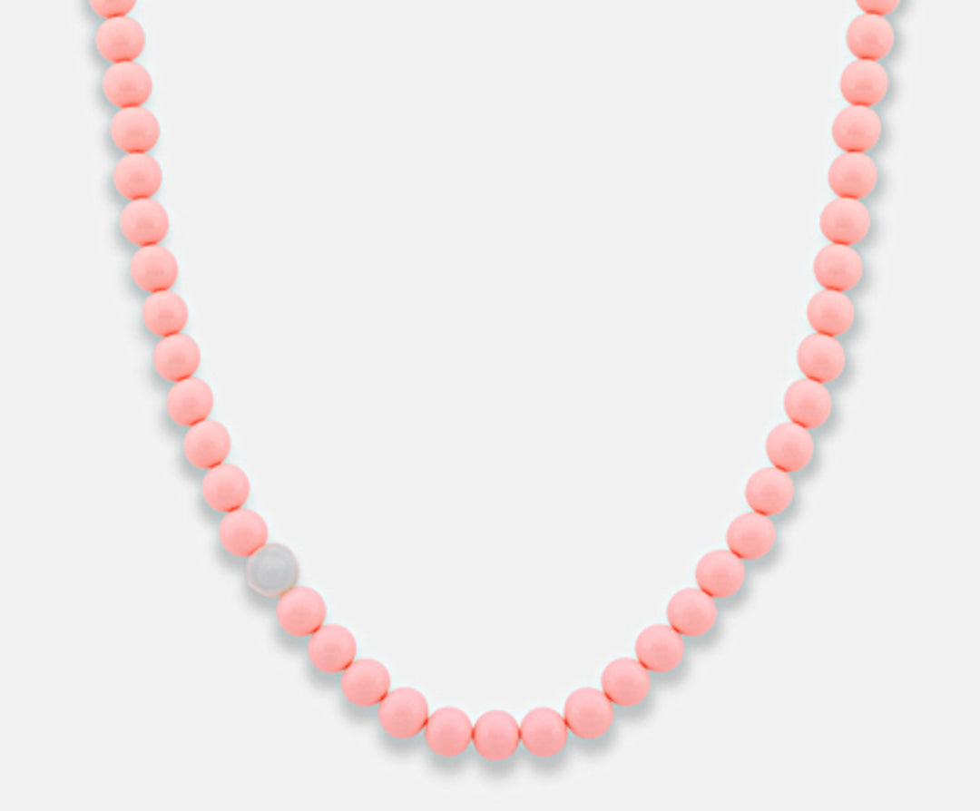 Mikiko cl ag925 agglomerat av rosa korall och vit agat 10mm 50 cm MC7092A4CORALLO010