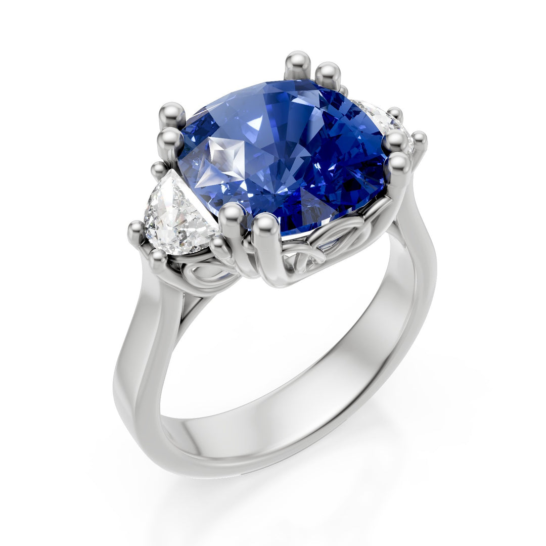 World Diamond Group Kissen-Saphirring 10x10 und seitliche Halbmonde APU523DZB-25049110095