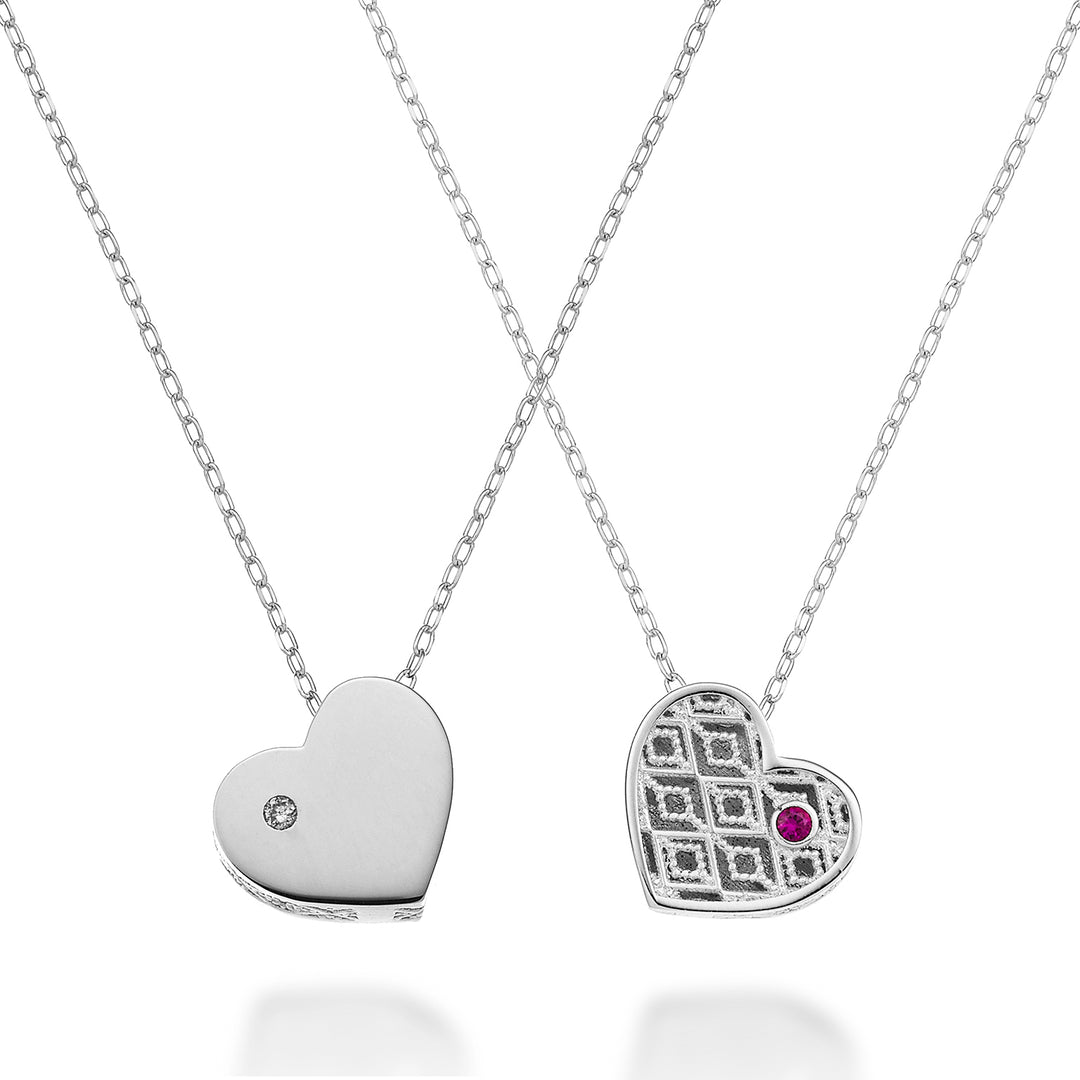 Nihama cl 18k litet hjärta ena sidan polerat vitguld diam. 0,005 ct rubin 0,005 ct NDHEARTPLO4