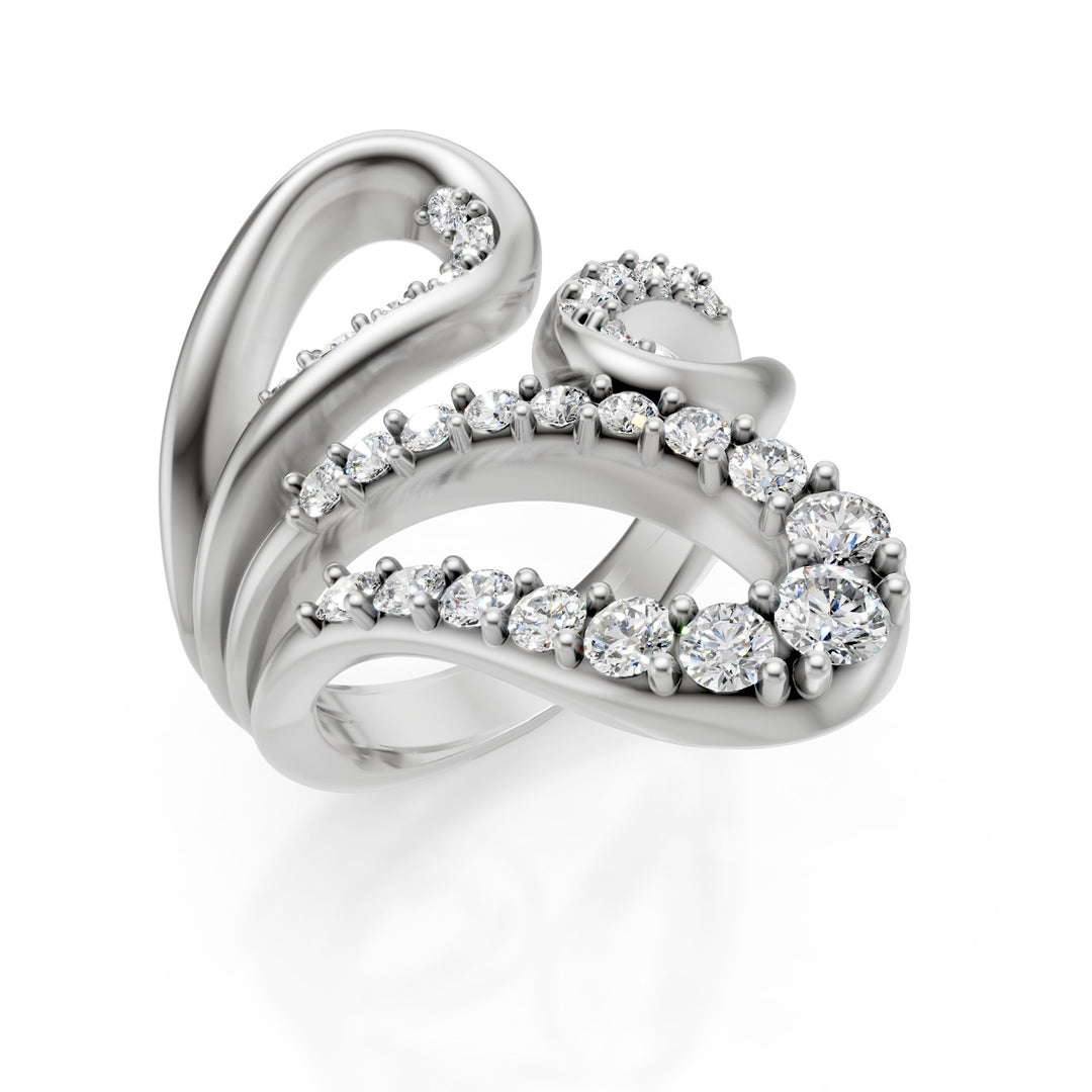 Golay-Designring mit Diamanten in Weißgold AD619DB-25171110064