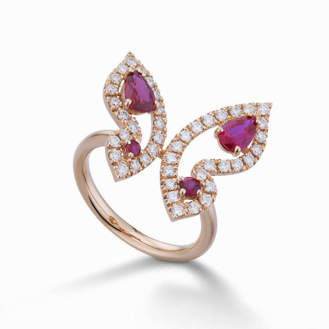 Golay mariposa large butterfly ring with diamonds and rubies AFFA008DIRU-23178110063