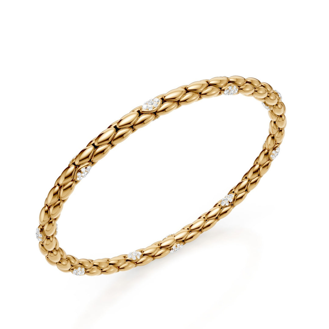 Golay-armband i 9kt gult guld, med 10 pavette-insatser, fiskbenslänk, 17cm GBR032E10R1DI-170