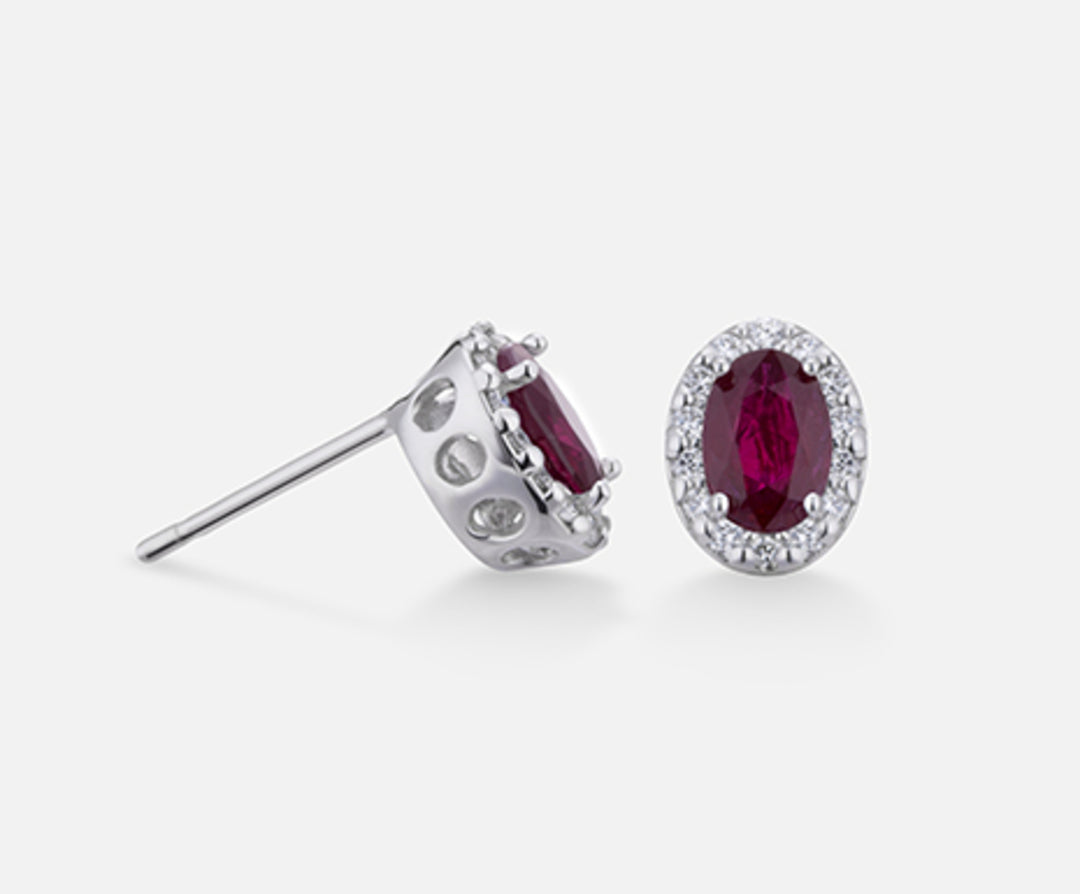 Nihama oder 18 Karat ovaler Rubin, 6 x 4 ct. 0,80 Durchmesser, ct. 0,18 NO5038O4RBC