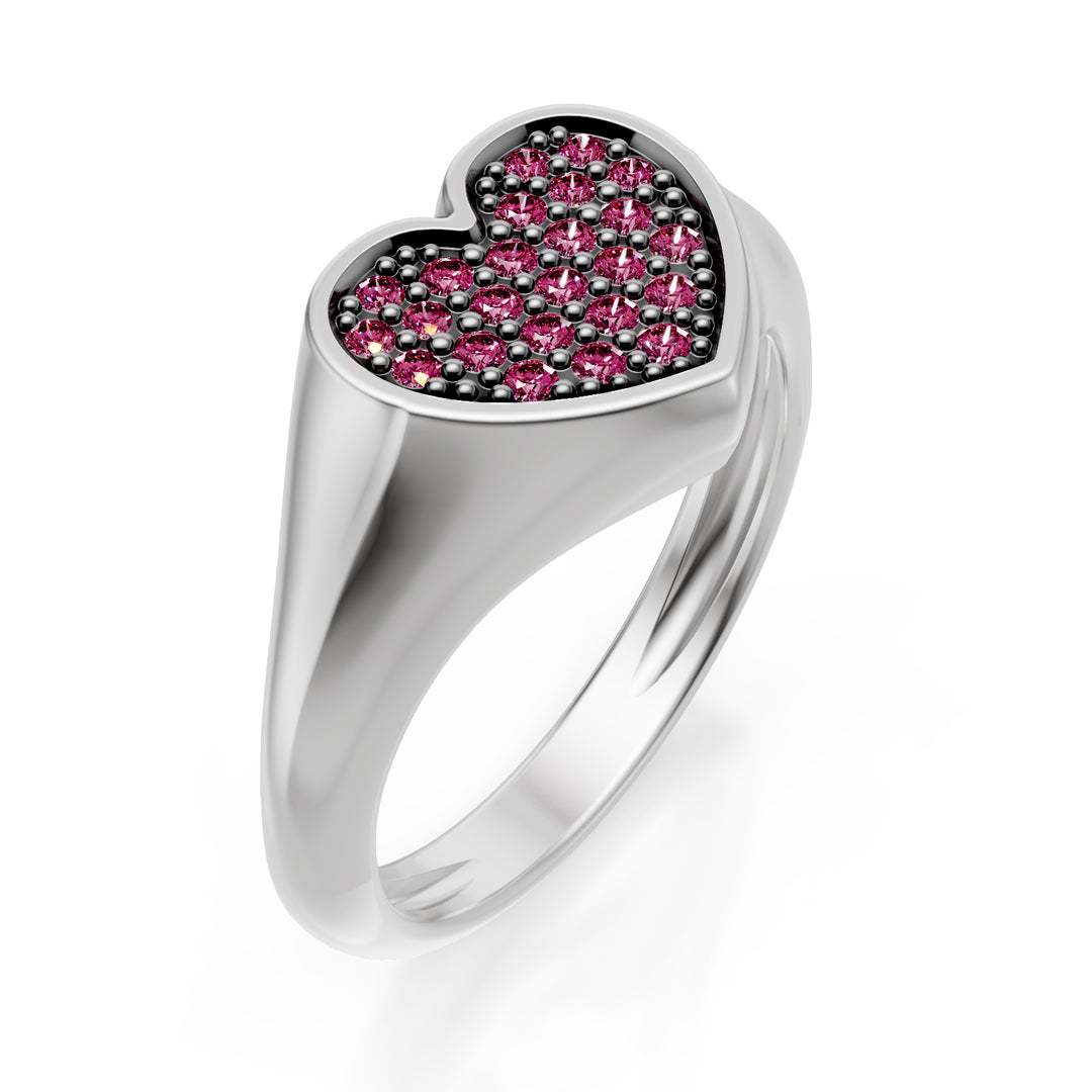 World Diamond Group pinky heart ring size 10 with z.pink white gold ACH004ZPB