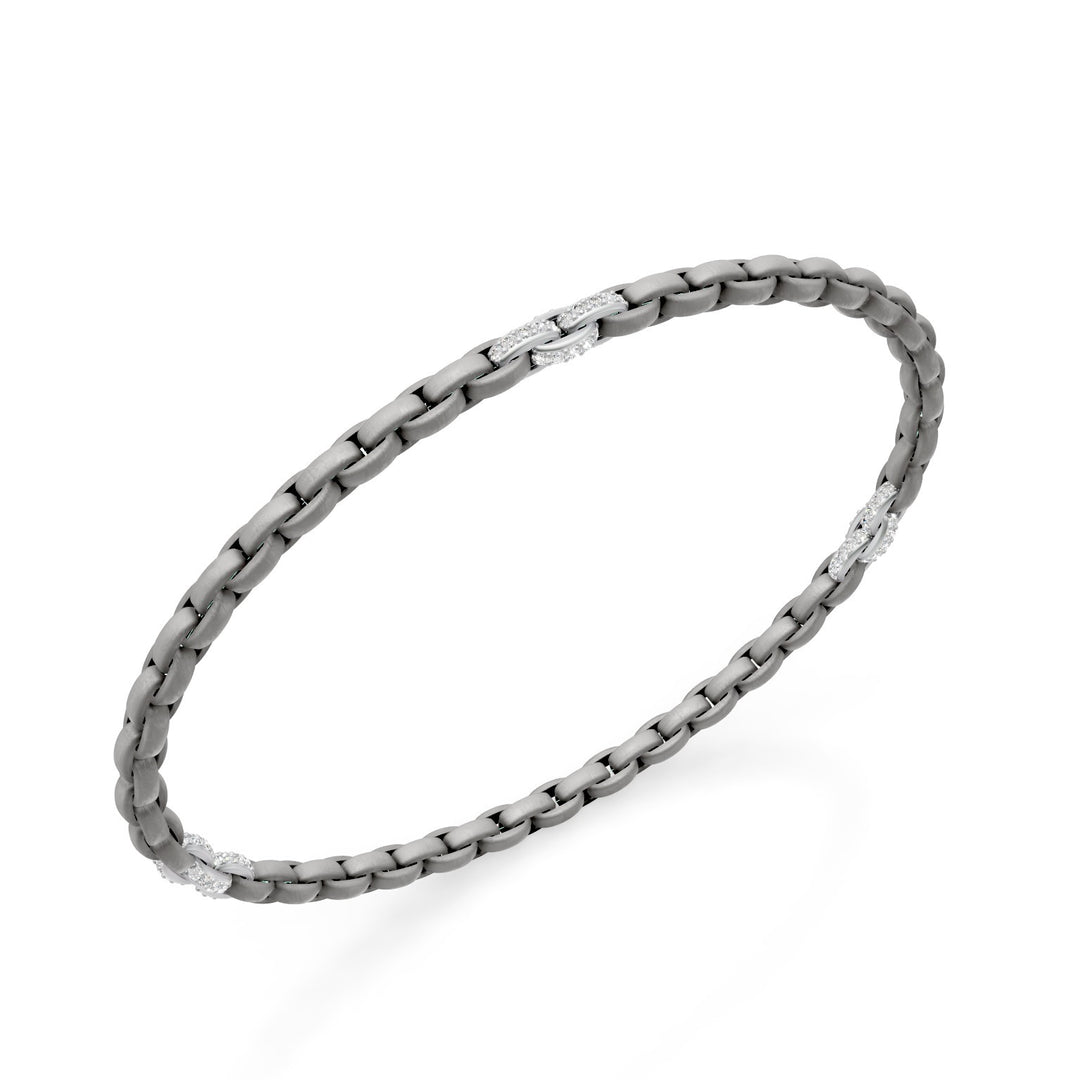 Golay grå titan armband, med 9 platina pavet insatser, oval länk, 18,5 cm GBR034E9PTDIGR-185