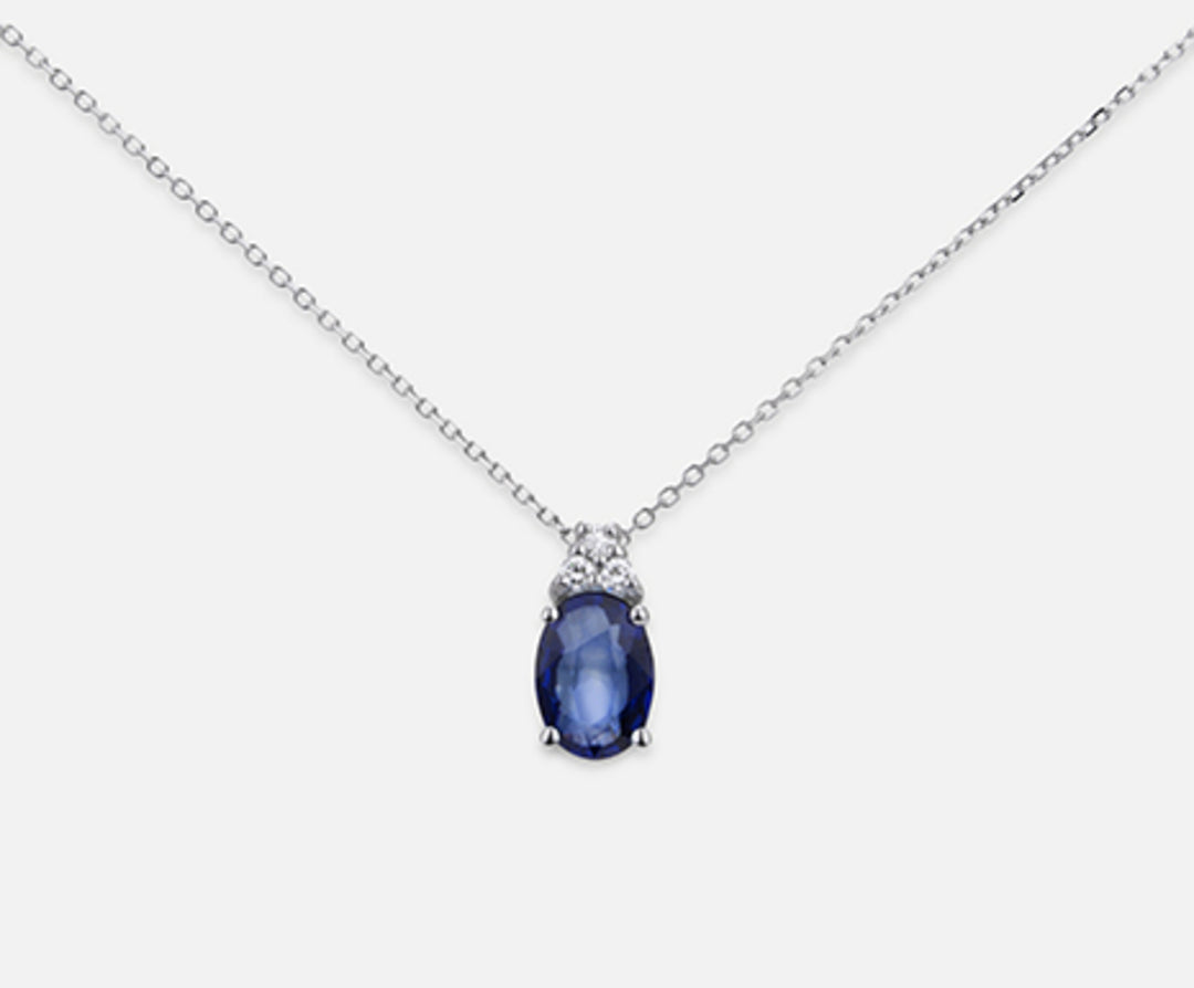 Nihama cl 18k safir nr. oval 7x5 ct.1.05 dia ct.0.045 ND5055O4ZFN105