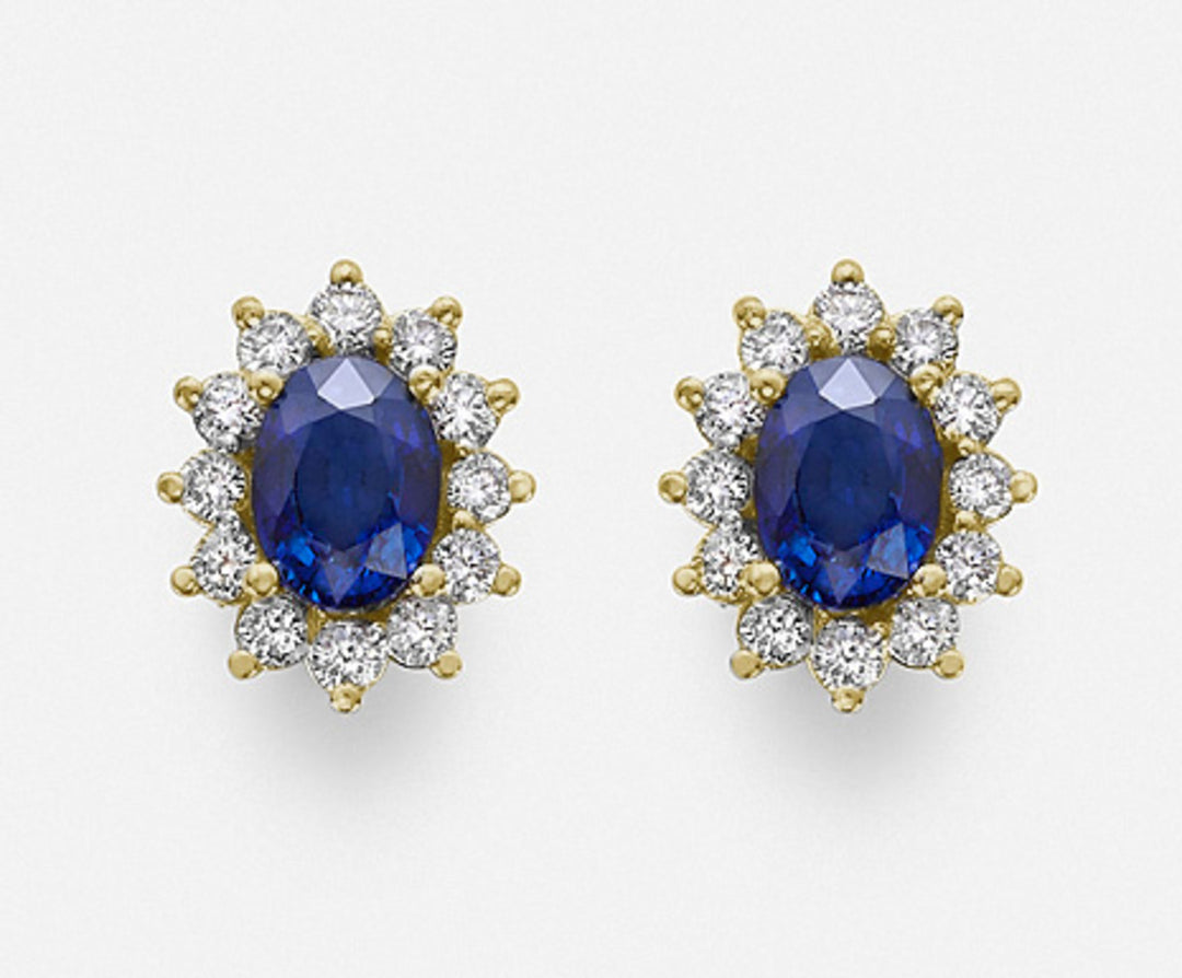 Nihama oder 18 Karat Saphir Nr. oval 7x5 ct.1,90 Durchm. 0,60 ct Gelbgold NO5031O1ZFN190