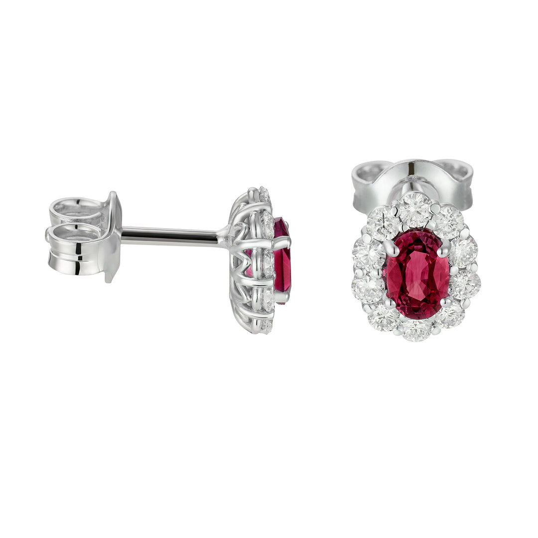 Golay 4x5 oval ruby earrings and diamonds OCL041DIRU-25143110209