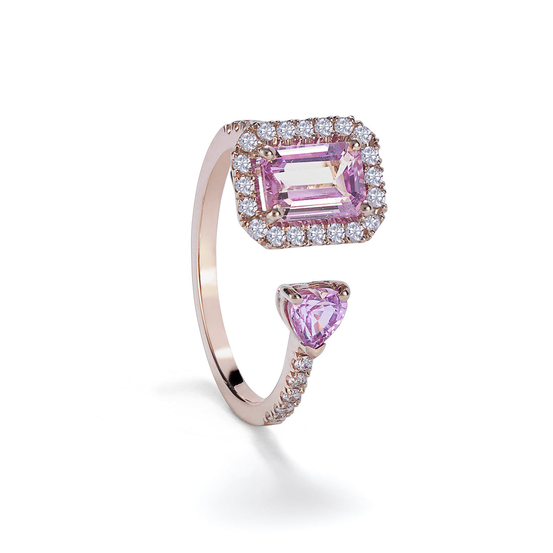 Golay ring med rosa oktav safirer 7x5 och hjärta 4x4 ACLC311DIZP-22188110019