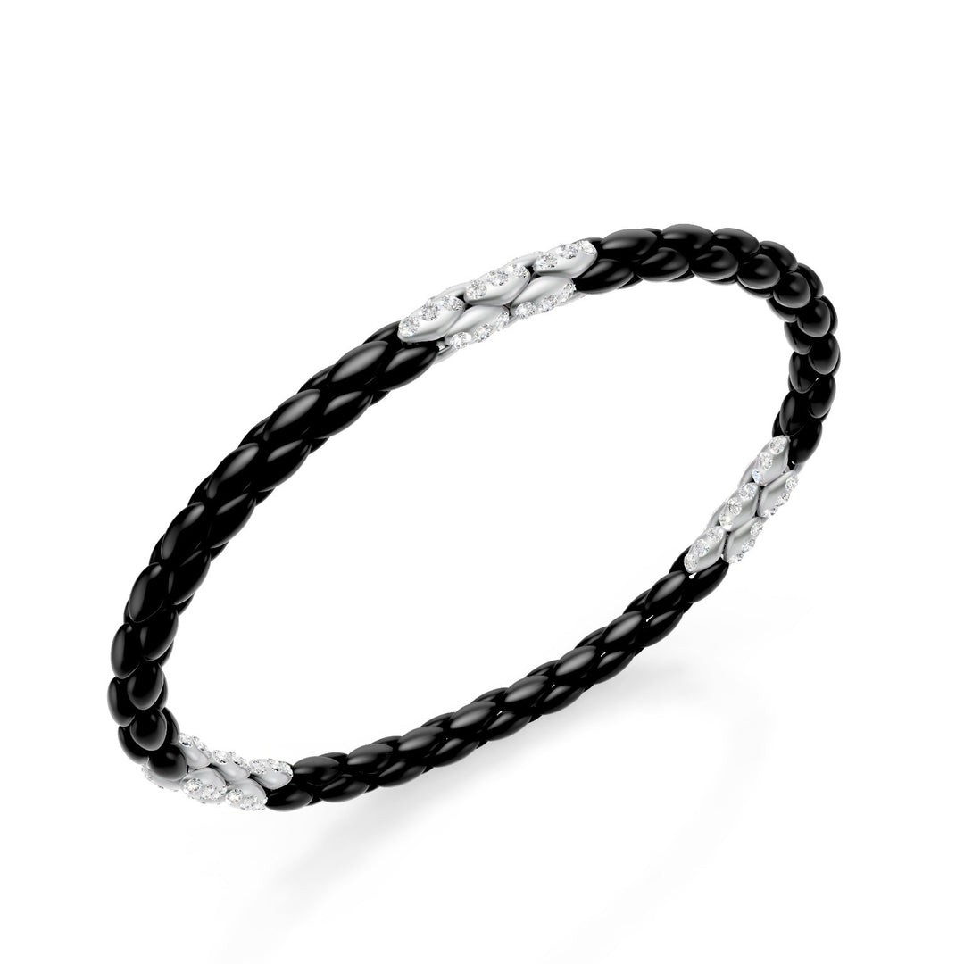 Golay armband i svart titan och 15 stenlagda inlägg i platina med 3 diamanter vardera, fiskbenslänk, 19,5 cm GBR038E15PTDINE-195