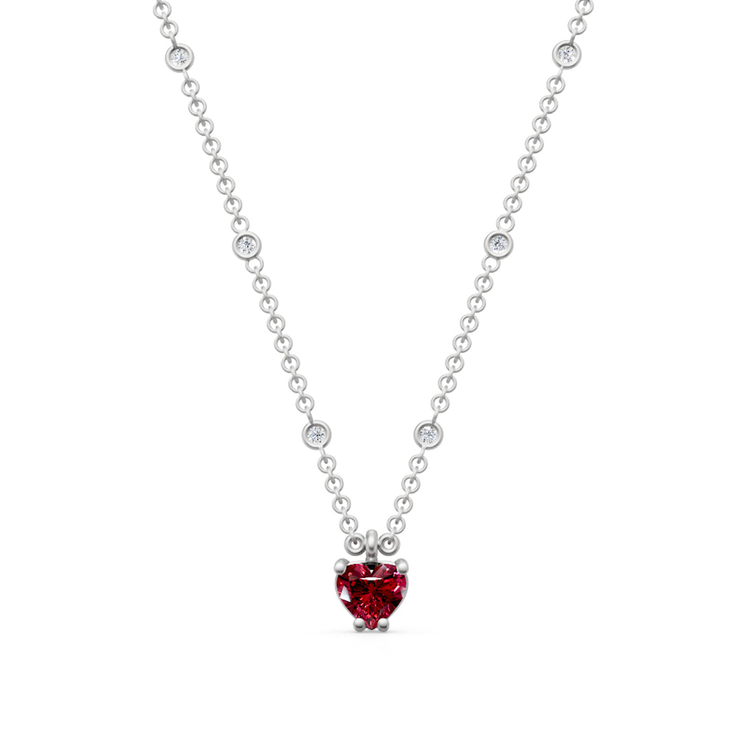 Golay 5x5 hjärta rubin hänge halsband med tiffany GCL496DRU55-24281110033