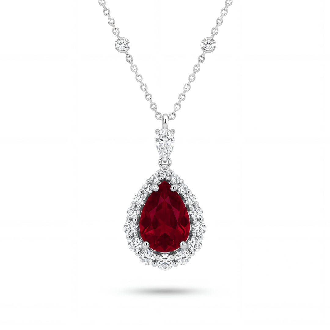 Golay necklace with ruby drop pendant 8x11 and contour PCLC893DRU118-26140110219