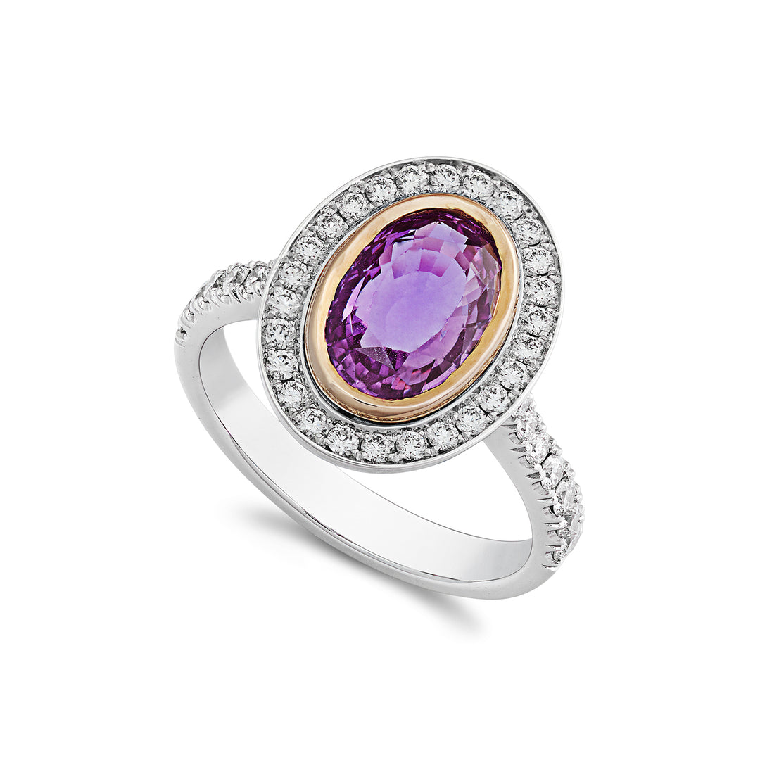 Golay oval rosa safirring 7x10 och konturdiamanter ACLC049DIZP-22048110018