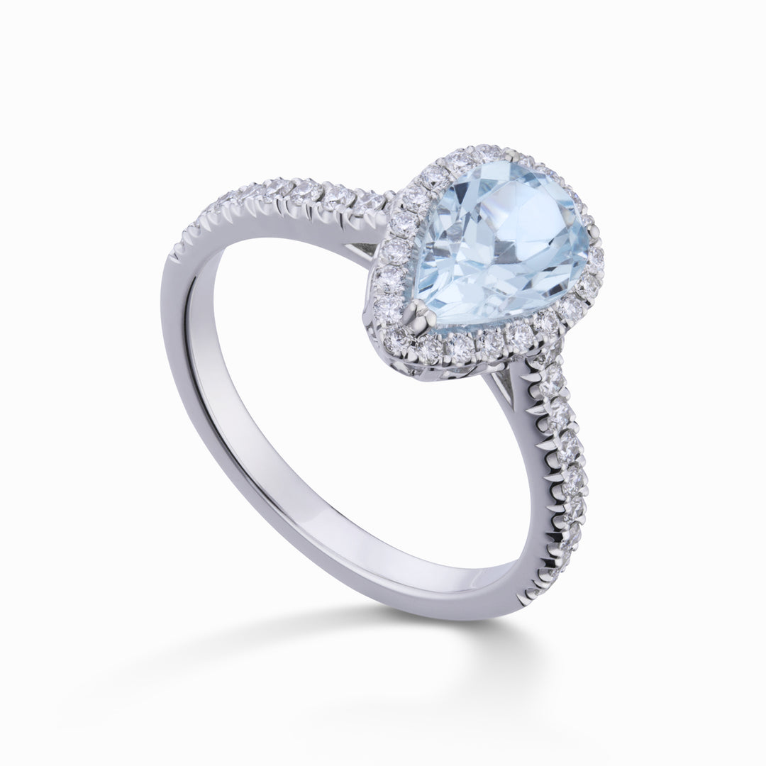World Diamond Group ring akvamarin drop 9x6 og diamanter ACLC090DIAQ1-21214110019