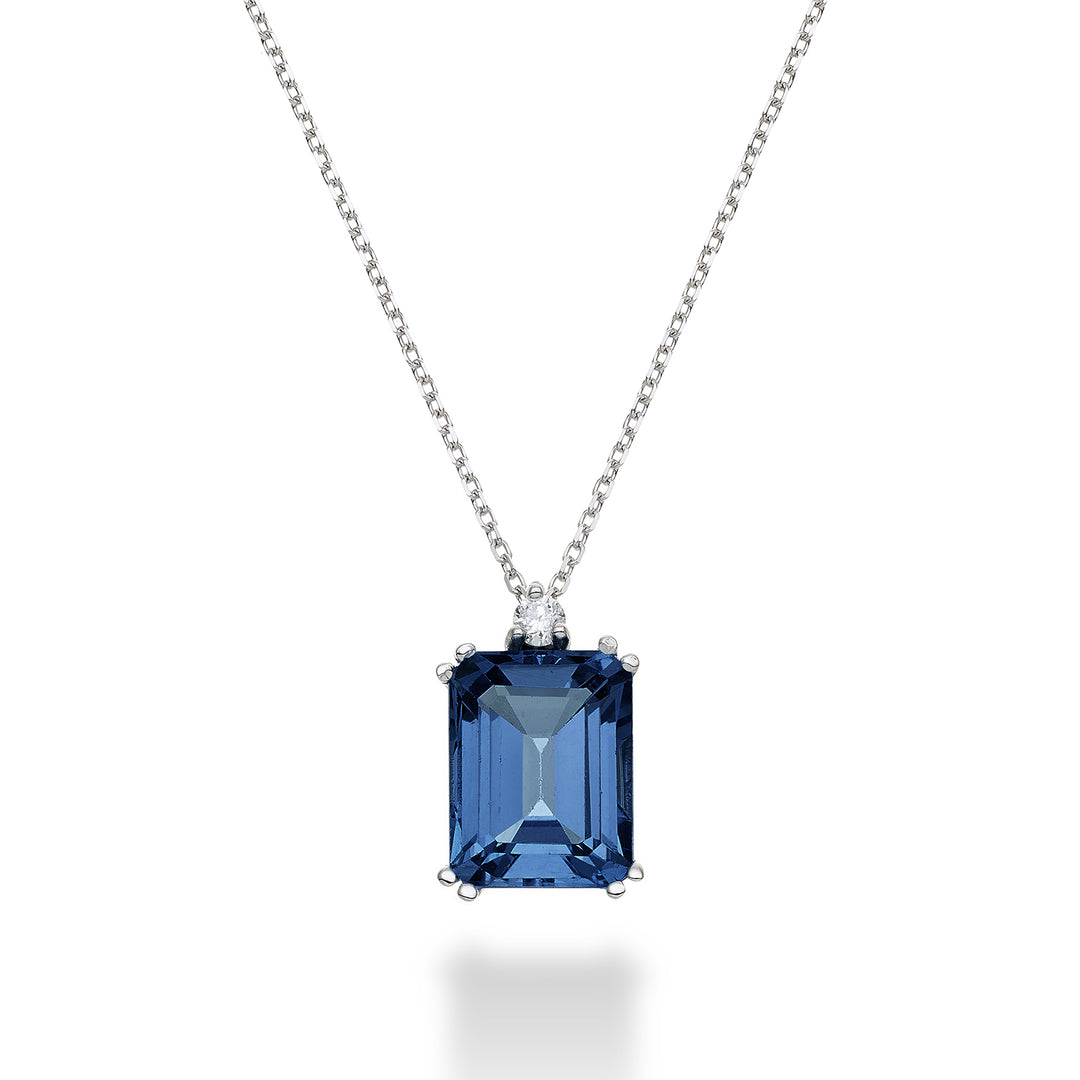 Nihama cl 18k ottekantet London blå topas 7x9 ct.2.65 diam. ct.0,04 NPCL090DITPBL4O4