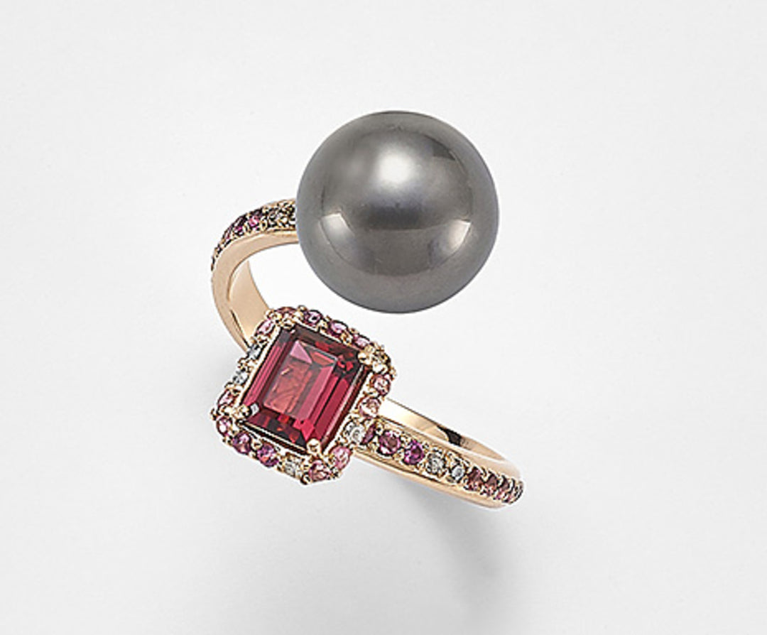 Mikiko an 18k sspb 10/11 ct.0,16 diam brown, pink tourmaline and rhodolite MA0772O3SANE100