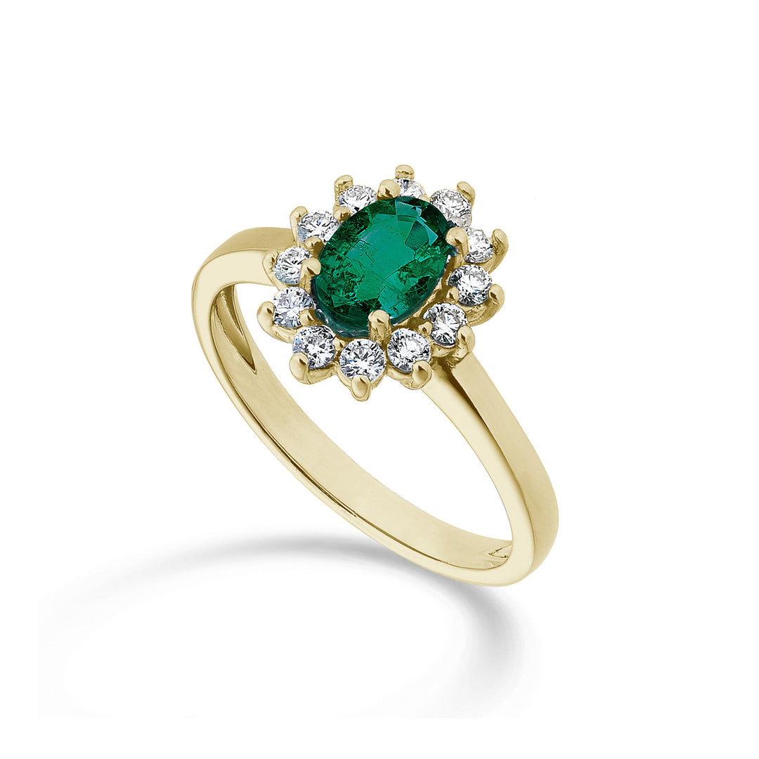 Mikiko an 18k emerald n. oval 7x5 ct.0.69 diam. 0.30 ct yellow gold MA5094O1SMN069