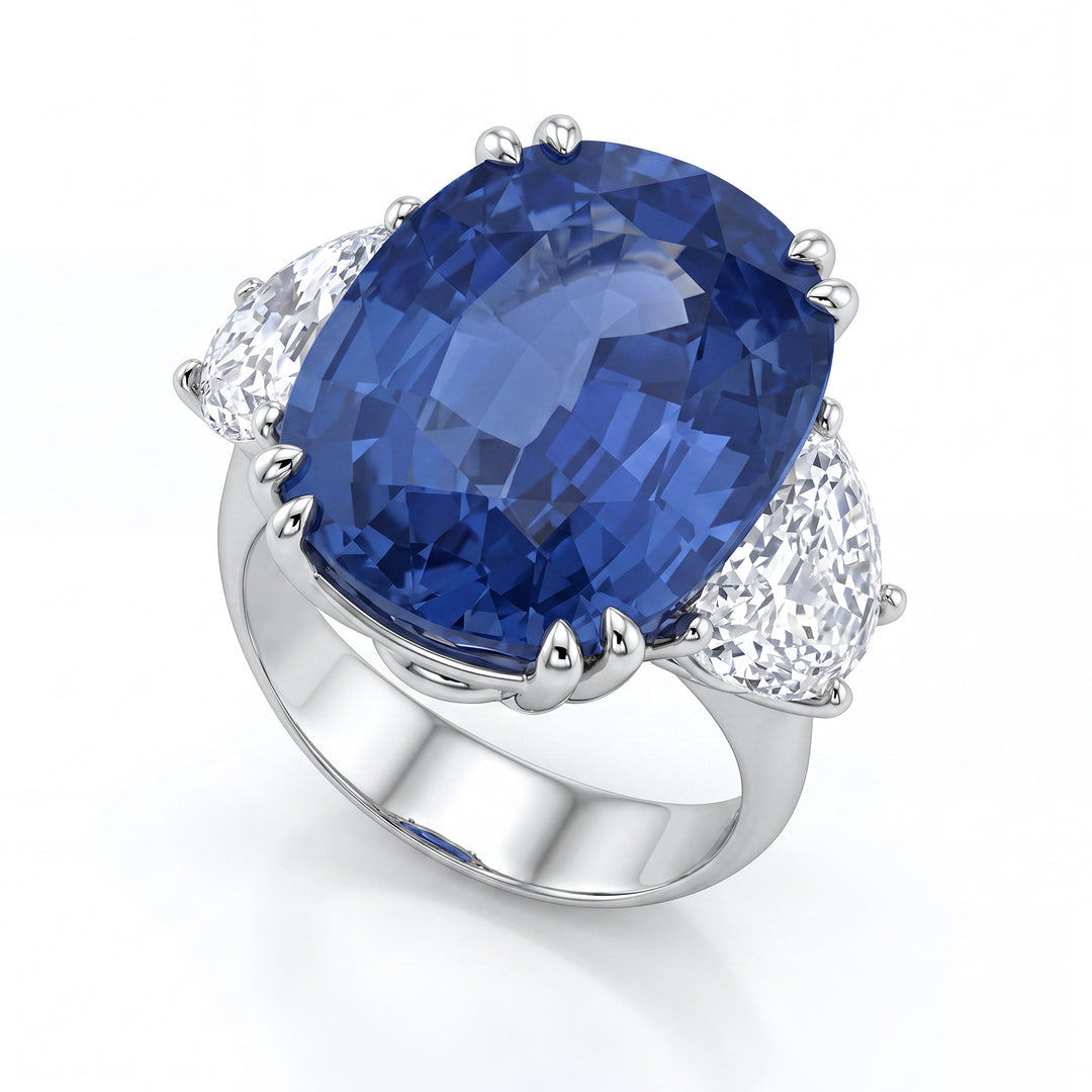 World Diamond Group ring with sapphire 20.66 ct. and diamond crescents APU487DIZB-22348110013