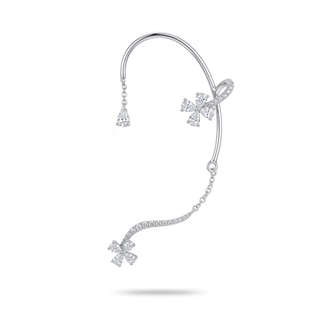 Golay ear cuff øreringe med blomster og buet stang, venstre OEC873DBSX-26118110155