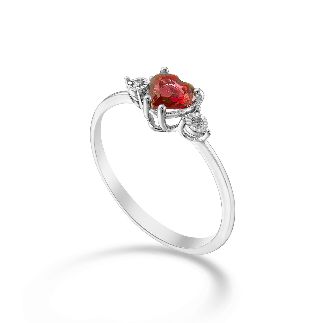 Nihama an 18k 5x5 heart ruby and side diamonds NA5215O4RBR