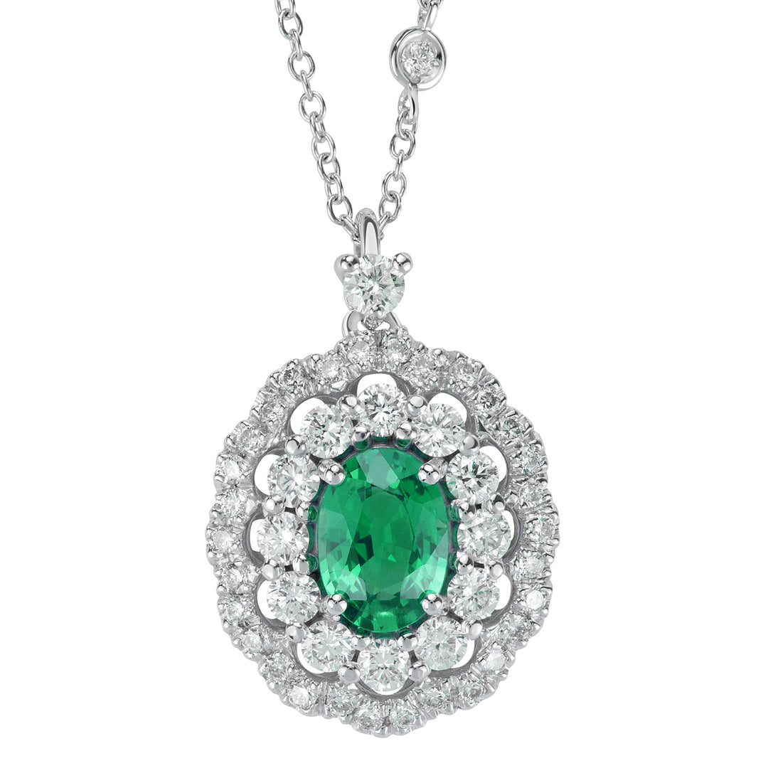 Golay ovale Smaragdkette 7x5 Doppelt. Diamanten PCLC050DISM-22131110056