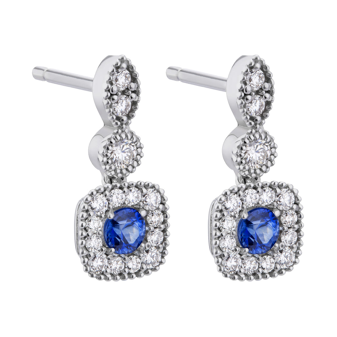 World Diamond Group zentrale Saphir-Anhänger-Ohrringe mit Umriss OCT026ZBDI4-19028110012