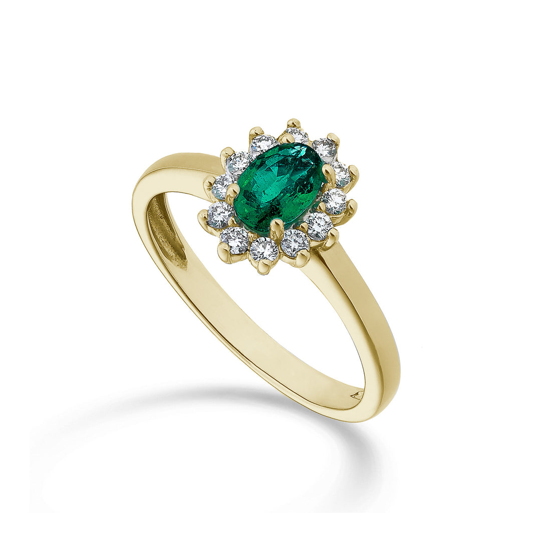 Mikiko en 18 karat oval smaragd 6x4 gult guld 0,30 ct diam. ct.0.23 MA5093O1BE